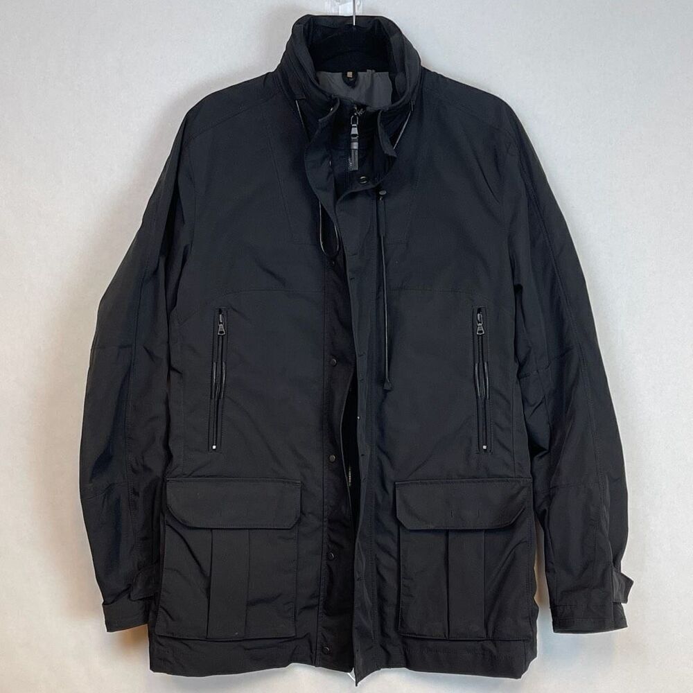 Elie Tahari Coat Men's Medium Black Heavyweight Full Zip Military Field Jacket‎